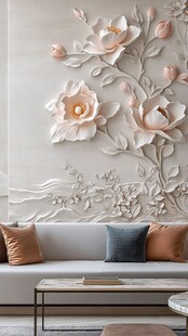 立体花卉墙饰客厅新美学