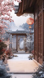 中式庭院 繁花与古韵景致