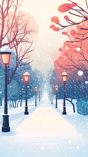 冬日雪中小径的梦幻美景