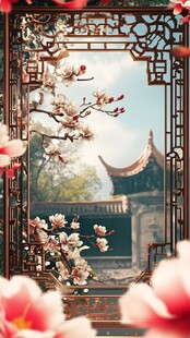 古窗映春景 繁花伴古建
