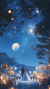 月下浪漫婚礼场景