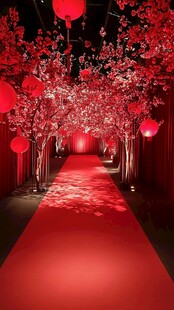 中式浪漫婚礼红色通道场景