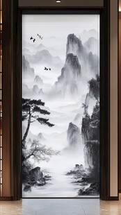中式山水意境玄关装饰画