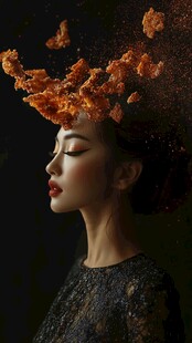 梦幻炸物飞扬的时尚女性