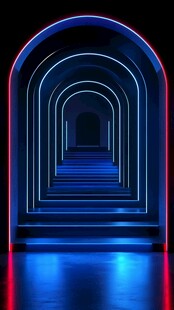 霓虹拱形通道科幻感场景