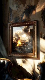 复古画框中的壮观景象