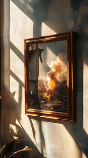 墙上画中展现爆炸场景