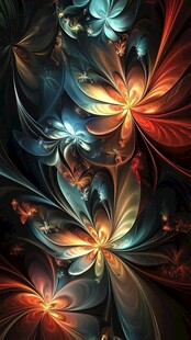 炫彩分形花朵梦幻图案
