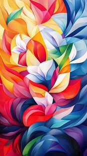 绚丽多彩的抽象几何花朵