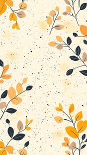 秋日花卉枝叶简约背景图