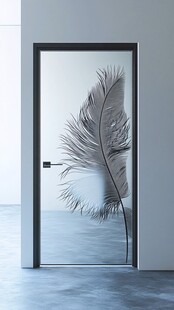 简约羽毛图案玻璃室内门