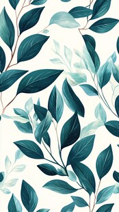 清新绿叶植物无缝花纹图案