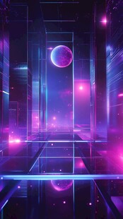 未来科幻风霓虹光影空间