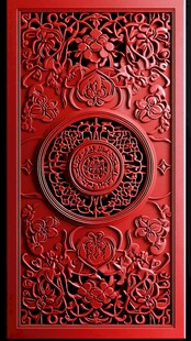 中式红色雕花装饰板