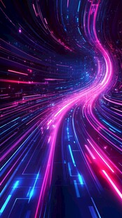 梦幻霓虹光线科技感隧道