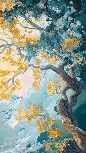 秋日虬枝老树奇幻景象