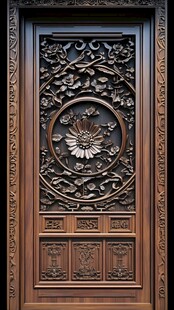 中式雕花木门 精致工艺美