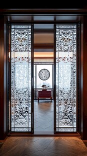 中式雕花隔断 雅致室内景致