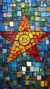 彩色马赛克拼贴五角星图案