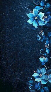 蓝色花卉装饰深色背景图