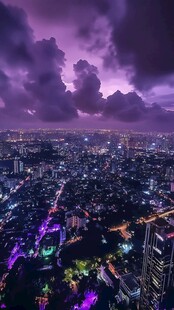 夜幕下的绚烂都市景观
