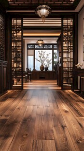 中式典雅室内木地板空间