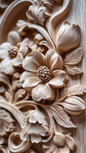 精美木雕花卉细节展示