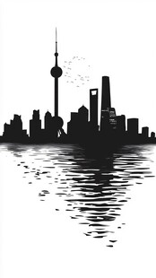 上海城市天际线剪影