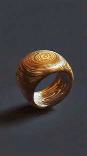 金色螺旋纹理独特戒指