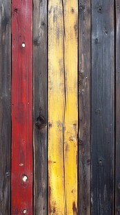 多彩木板墙纹理特写