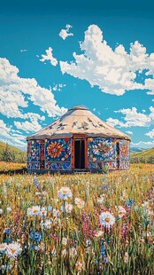 草原上的多彩蒙古包