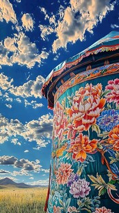 草原上的绚丽彩绘蒙古包