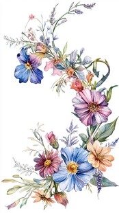 花卉数字2水彩插画