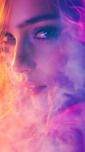 梦幻光影下的神秘魅力女子