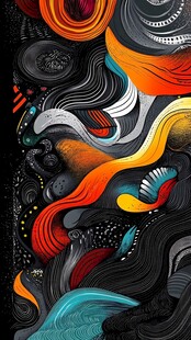 抽象多彩流动线条艺术画