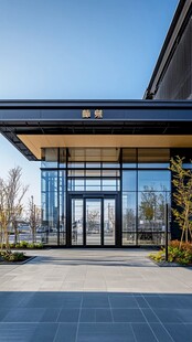 现代玻璃建筑入口景观