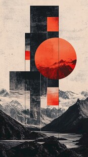 抽象几何与壮丽山景融合