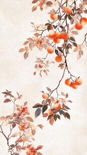 中式风枝头硕果花卉图