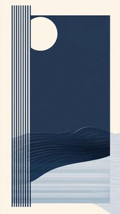 月夜海岸简约抽象风景