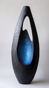 黑色镂空蓝心艺术花瓶