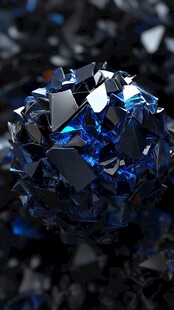 蓝色破碎晶体球体特写