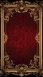 华丽金色边框红色背景图