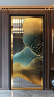 中式轻奢艺术玻璃隔断门