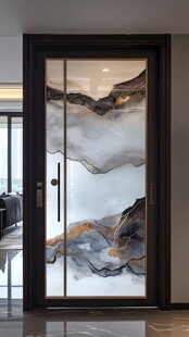 中式水墨艺术玻璃入户门