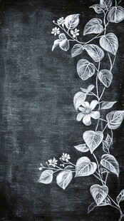 黑板上的白色花卉藤蔓图案