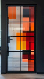 彩色几何图案玻璃装饰门
