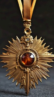 金色星形宝石勋章饰品