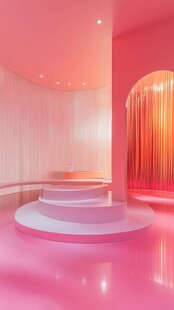 梦幻粉色室内空间场景