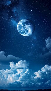 梦幻夜空下的皎洁明月