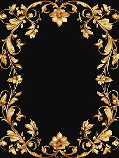 金色花卉边框装饰图案